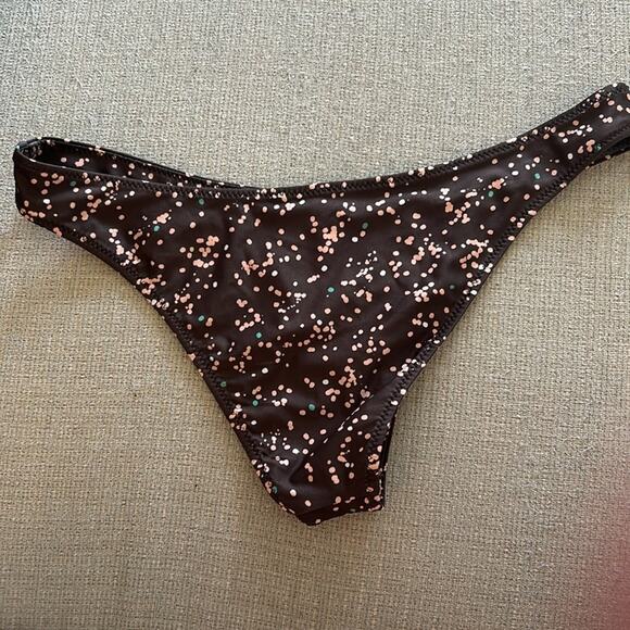 NWT Stone Fox Swim confetti dot Anini tie front bandeau top and bikini bottom - Picture 8 of 10